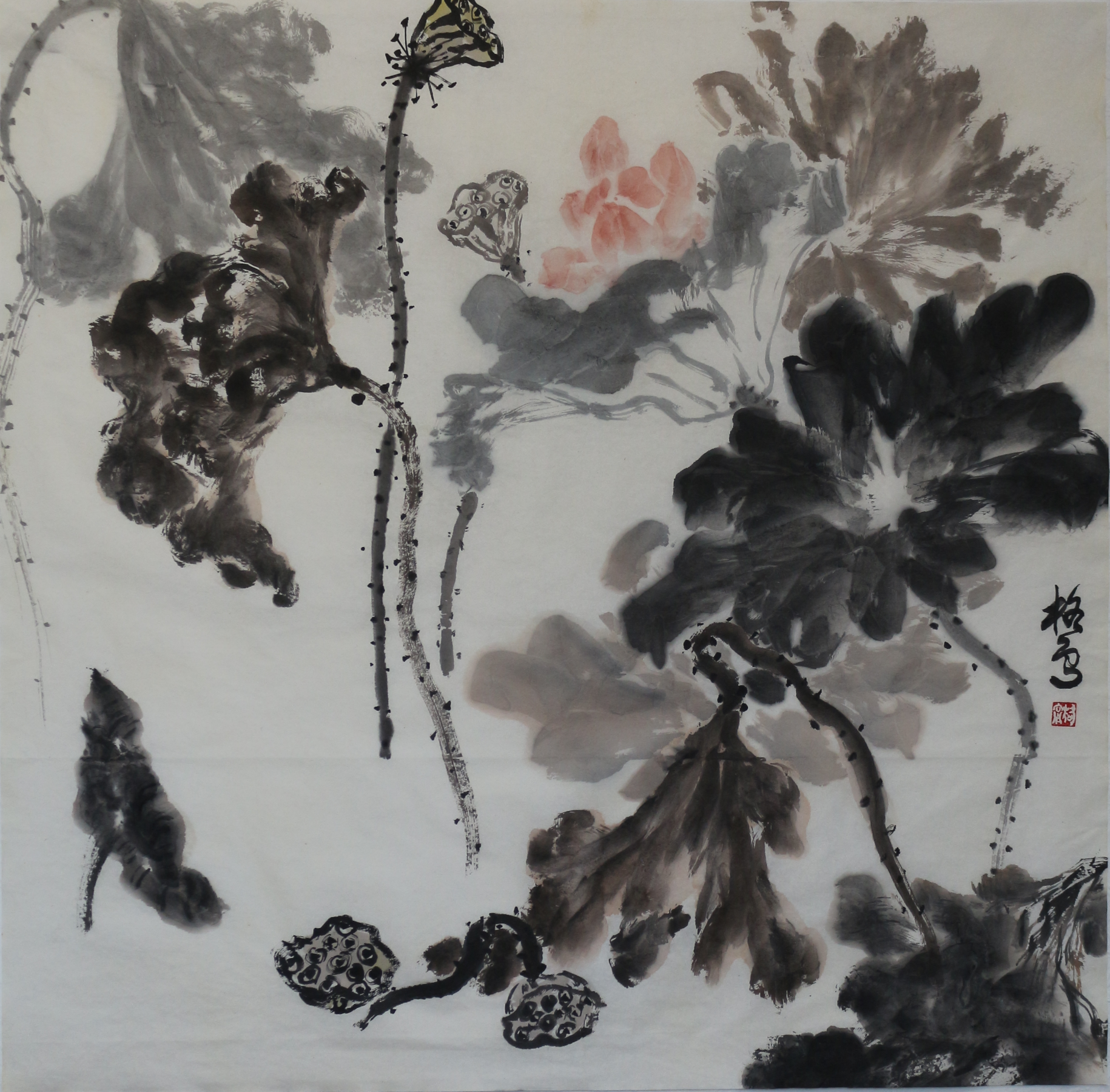 Chinese brush painting of lotus